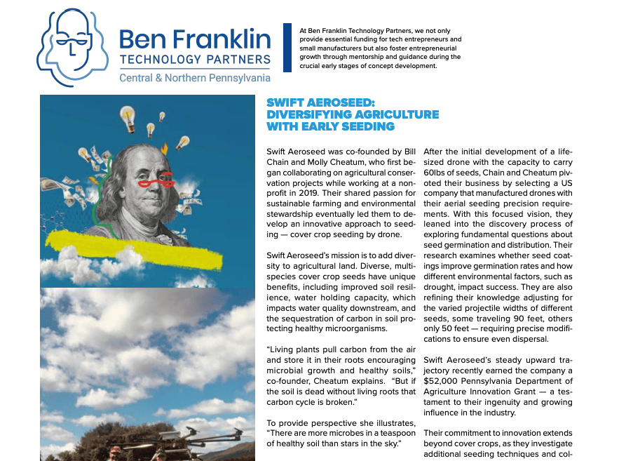 Swift Aeroseed featured in the Penn State Research Magazine